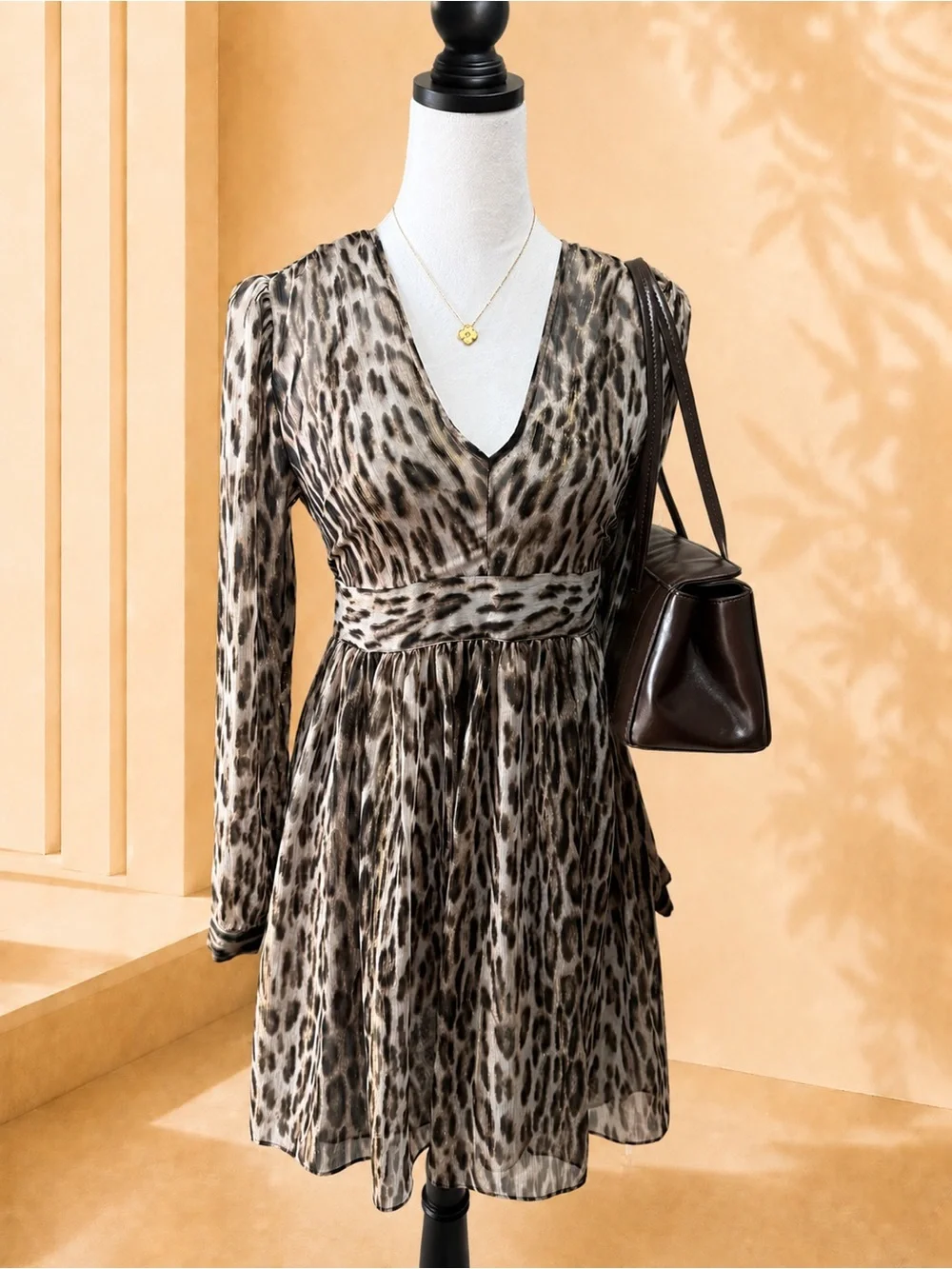MICHAEL Michael Kors Leopard Metallic Mini Dress Size 6